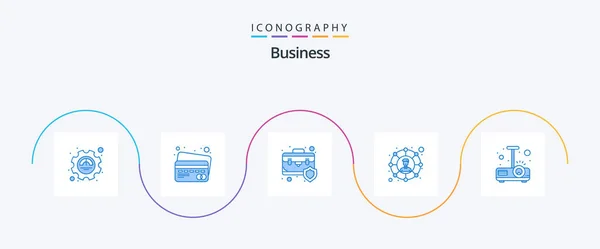 Business Blue Icon Pack Including Presentation Share Briefcase Social Network — Stok Vektör