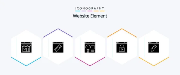 Website Element Glyph Icon Pack Including Lock Browser Web Web — Stockvektor