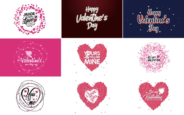 Happy Valentine Day Greeting Card Template Floral Theme Pink Color — Vetor de Stock