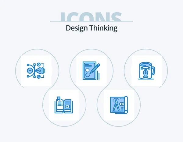 Design Thinking Blue Icon Pack Icon Design Document Edit Paper — Stockvector