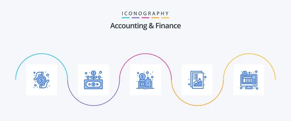 Accounting Finance Blue Icon Pack Including Internet Revenue Cryptocurrency Money — Wektor stockowy