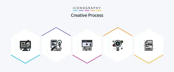 Пакет Значков Creative Process Filledline Включая Процесс Процесс Творческий Творческий — стоковый вектор
