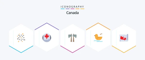 Canada Flat Icon Pack Including Wood Saw Canada Map — 스톡 벡터
