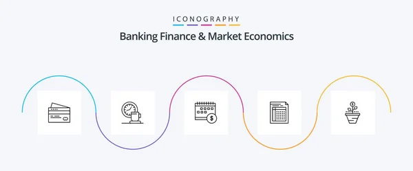 Banking Finance Market Economics Line Icon Pack Including Time Dollar — Vetor de Stock