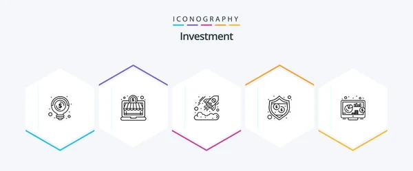 Investment Line Icon Pack Including Return Currency Investment Security — Vettoriale Stock