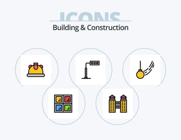 Building Construction Line Filled Icon Pack Icon Design House City — Image vectorielle