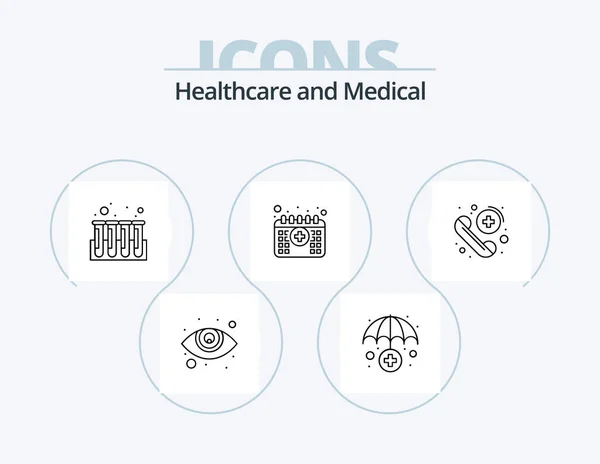 Medical Line Icon Pack Icon Design Eye Care Laboratory Protect — Vetor de Stock