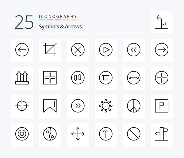 Symbols Arrows Line Icon Pack Including Left Back Close Arrows — Stock Vector