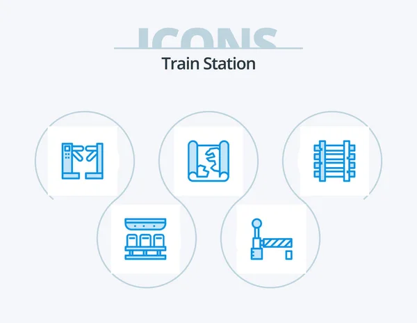 Train Station Blue Icon Pack Icon Design Train Railways Control — Vetor de Stock