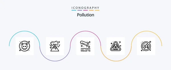Pollution Line Icon Pack Including Pollution Pollution Gas Pollution — Stok Vektör