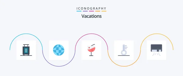 Vacations Flat Icon Pack Including Juice Glass Conditioner — Stok Vektör