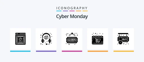 Cyber Monday Glyph Icon Pack Including Pending Sign Board Board — Stockvektor