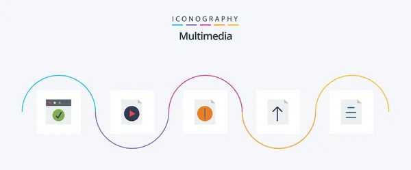 Multimedia Flat Icon Pack Including File Text Document — Stockvektor