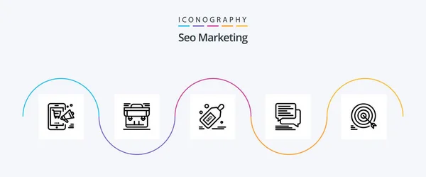 Seo Marketing Line Icon Pack Including Messages Chat Briefcase Offer — Stockvektor