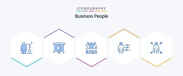 Business People Blue Icon Pack Including Recruitment Job Communication Employee — Archivo Imágenes Vectoriales