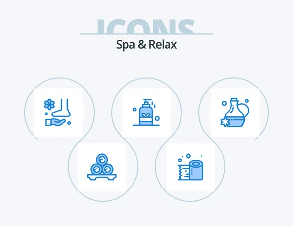 Spa Relax Blue Icon Pack Icon Design Spa Massage Tissue — Image vectorielle