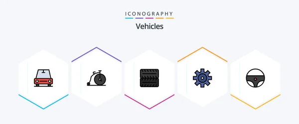 Vehicles Filledline Icon Pack Including Vehicles Wheel Car — Wektor stockowy