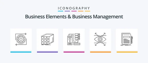 Business Elements Business Managment Line Icon Pack Including Management Business — Stock Vector