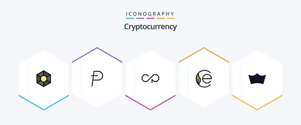 Cryptocurrency Filledline Icon Pack Including Coin Crypto Currency Counterparty Crypto — Stockvektor