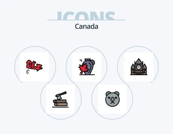 Canada Line Filled Icon Pack Icon Design Canada Snow Flakes — Stock vektor