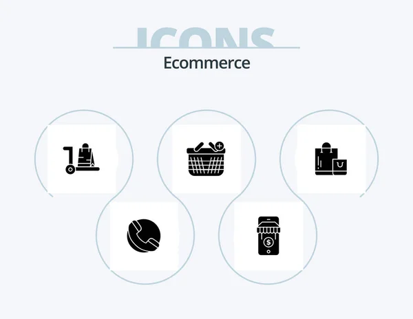 Ecommerce Glyph Icon Pack Icon Design Market Bag Market Add — Image vectorielle
