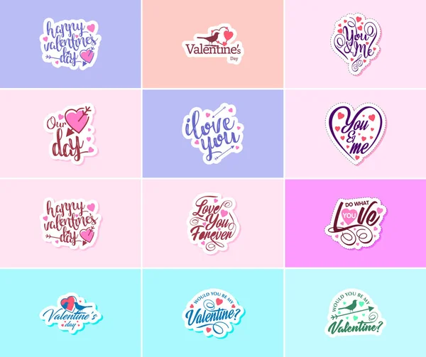 Valentine Day Time Love Beautiful Visual Stickers — Stok Vektör