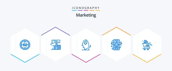 Marketing Blue Icon Pack Including Cart Marketing Thumb Advertising Public — Archivo Imágenes Vectoriales