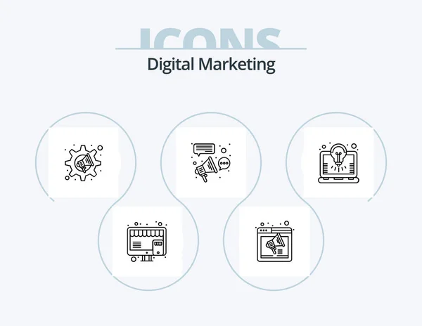 Digital Marketing Line Icon Pack Icon Design Marketing Target Browser — Stockvektor