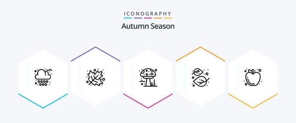 Autumn Line Icon Pack Including Autumn Tree Autumn Nature Leaf — Vettoriale Stock