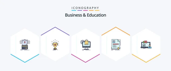 Business Education Filledline Icon Pack Including Business Contract Win Cart — Vetor de Stock