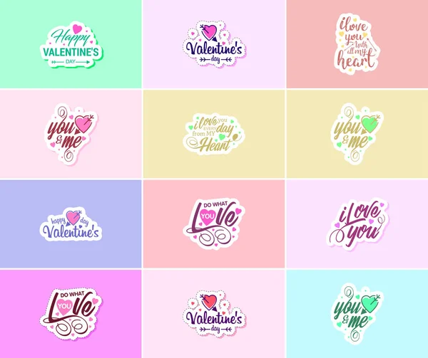 Valentine Day Time Romance Creative Expression Stickers — Stock vektor