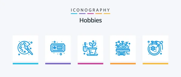 Hobbies Blue Icon Pack Including Hobbies Craft Hobbies Art Sew — Stock Vector