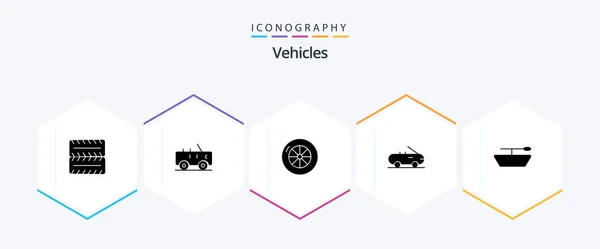 Vehicles Glyph Icon Pack Including Car — Vetor de Stock