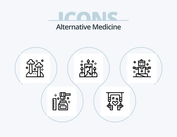 Alternative Medicine Line Icon Pack Icon Design Massage Produce Healthy — Stockvektor