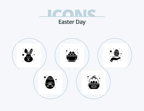 Easter Glyph Icon Pack Icon Design Nest Easter Egg Celebration — Wektor stockowy