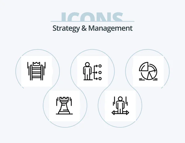 Strategy Management Line Icon Pack Icon Design Stamp Document Success — Stock vektor