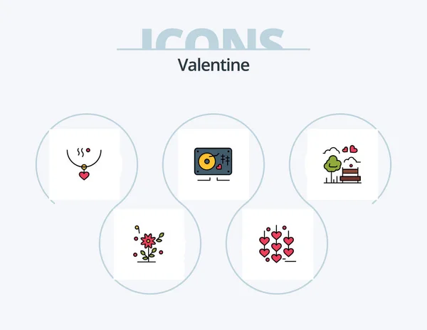 Valentine Line Filled Icon Pack Icon Design Balls Love Diamond — Image vectorielle