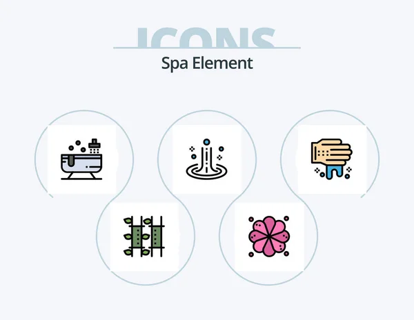 Spa Element Line Filled Icon Pack Icon Design Bathtub Spa — Stock Vector