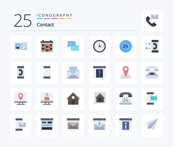 Contact Flat Color Icon Pack Including Contact Call Contact Reply — Stockový vektor