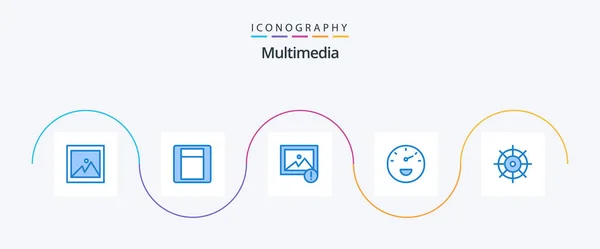 Multimedia Blue Icon Pack Including Photo Preferences Control — Vector de stock