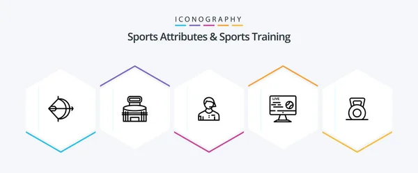 Sports Atributes Sports Training Line Icon Pack Including Soccer Football — Stockový vektor