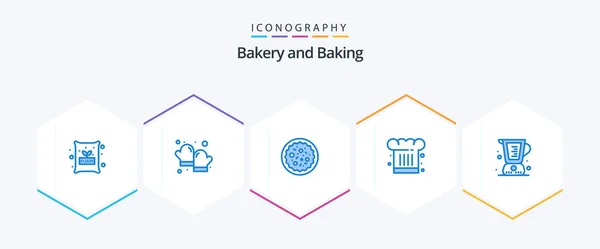 Baking Blue Icon Pack Including Baked Cook Italian Food Chef — Stok Vektör