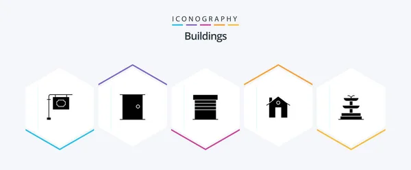 Buildings Glyph Icon Pack Including Fountain Buildings Building Building Address — Stok Vektör