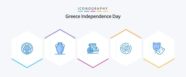 Greece Independence Day Blue Icon Pack Including Maze Circle Maze — Vetor de Stock