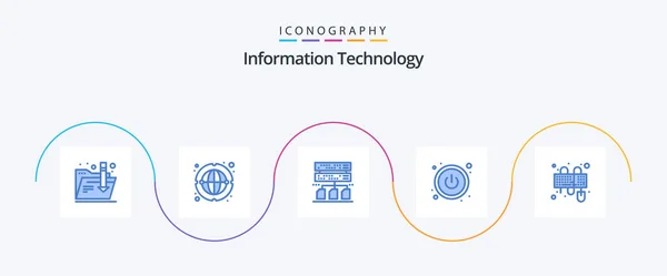 Information Technology Blue Icon Pack Including Mouse Data Keyboard Input — Vector de stock
