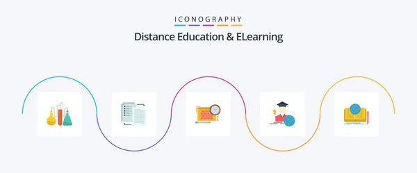Distance Education Elearning Flat Icon Pack Including Writing Graduate Shareit — Wektor stockowy