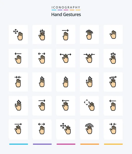 Creative Hand Gestures Line Filled Icon Pack Body Language Interface — Stok Vektör