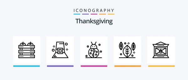 Thanksgiving Line Icon Pack Including Dinner Thanksgiving Wind Sweet Biscuit — Stock Vector