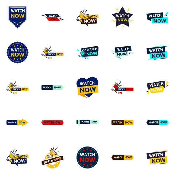 Grab Customers Attention Our Pack Watch Now Banners — 图库矢量图片