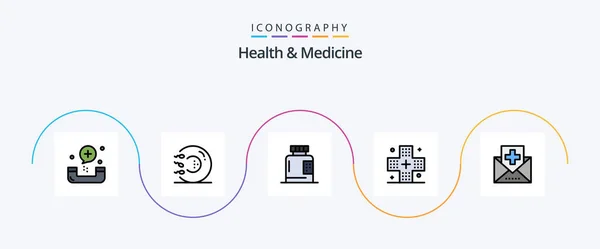Health Medicine Line Filled Flat Icon Pack Including Form Disease — Stock vektor